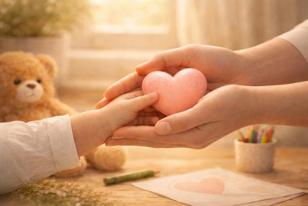 mani che proteggono un cuore simbolo di cura e vicinanza - Cuor di Leone ODV